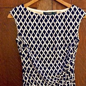 Ralph Lauren Navy and White Sleeveless Shift Dress